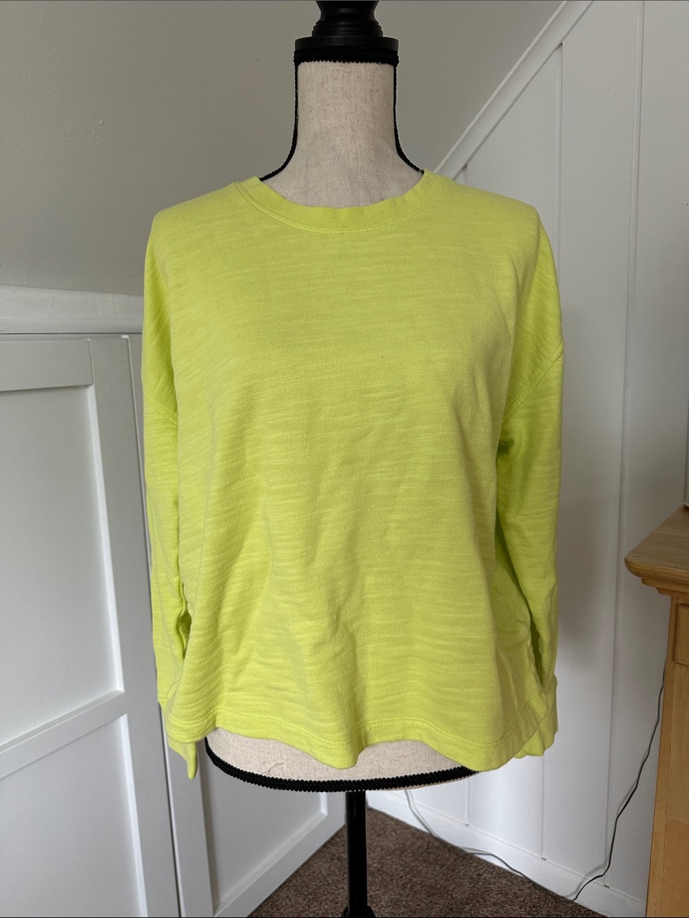 J. Crew Neon Lime Crewneck Lightweight Sweatshirt